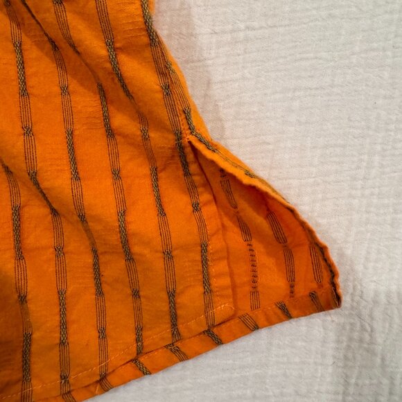 Coldwater Creek Orange Striped Sleeveless Button Down Blouse Women’s Large Boho - Picture 3 of 12